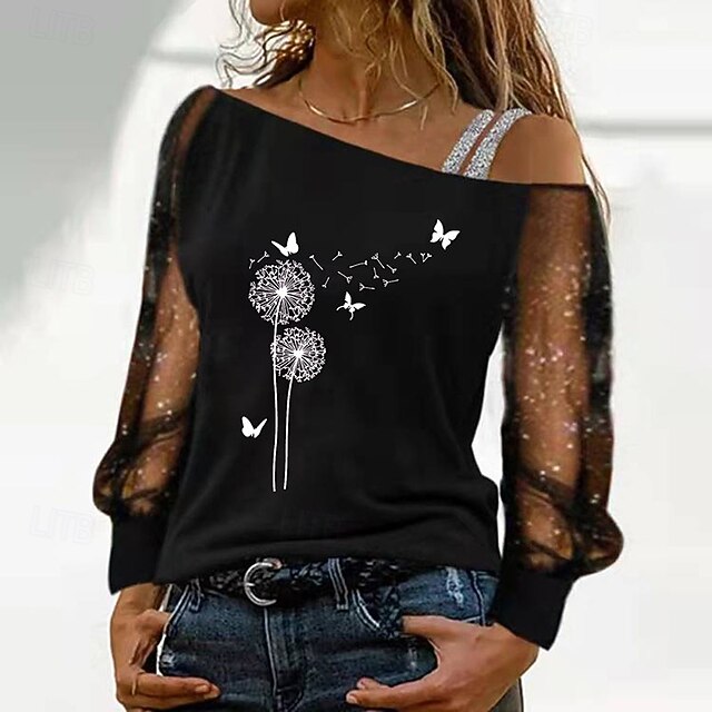 Women's Blouse Lace Mesh Butterfly Vintage Stylish Long