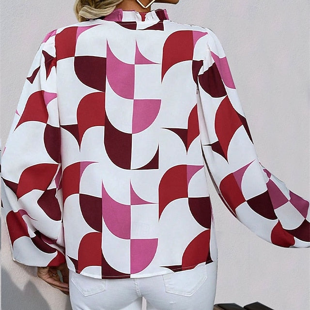 Women's Shirt Draped Geometric Plain Elegant Ladies Stylish