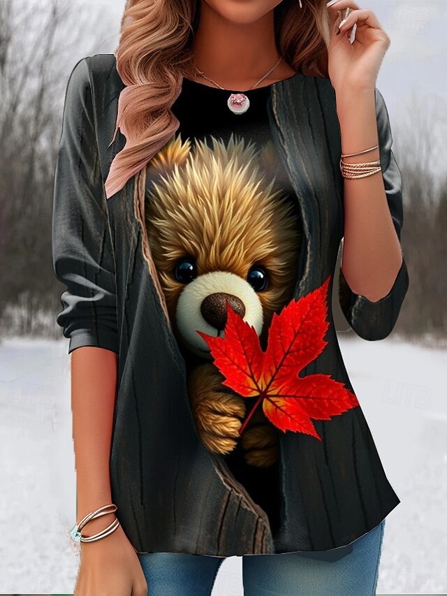 Women's T Shirt Graphic Animal Cat Vintage Cute Stylish