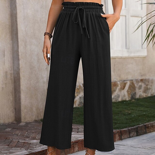 Women's Cotton Linen Pants Wide Leg Chinos Vacation