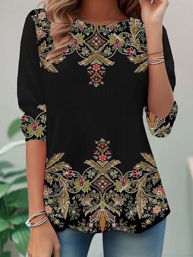 Women's T shirt Long Sleeve Crew Neck Long Sleeve Tunic