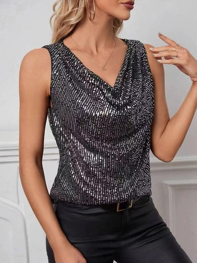 Women's Tank Top Sequins Plain Elegant Fashion Modern