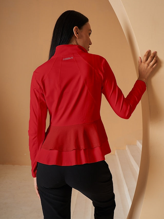 Women's Golf Jacket Lake blue Red Burgundy Long Sleeve Top