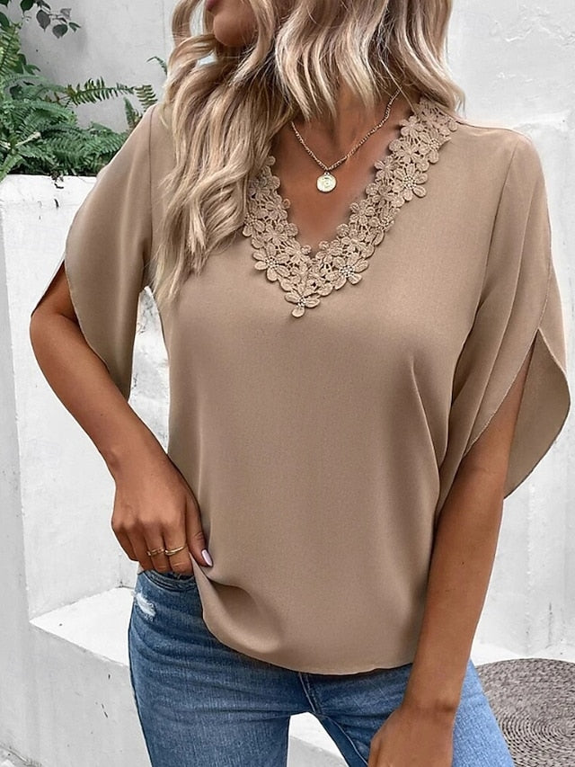 Women's Blouse Print Plain Active Casual 3/4 Length Sleeve