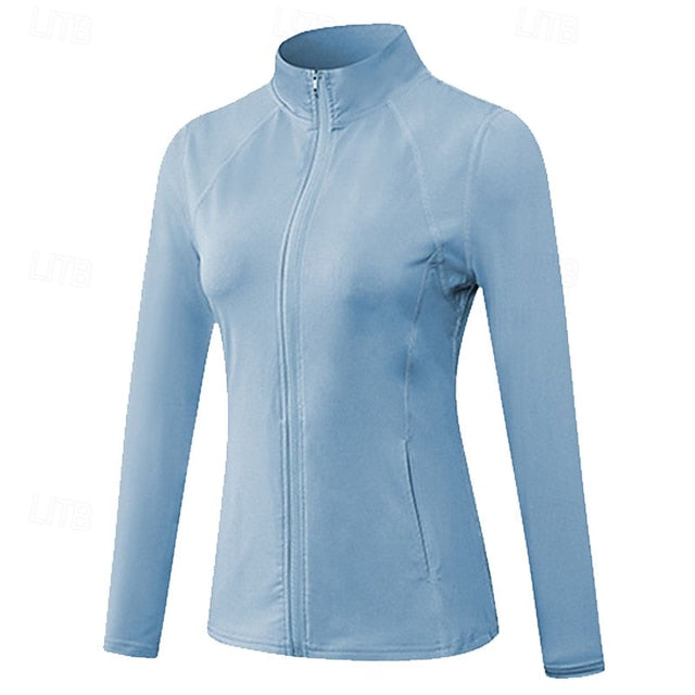 Women's Workout Shirt Yoga Top Stand Collar Quick Dry Full