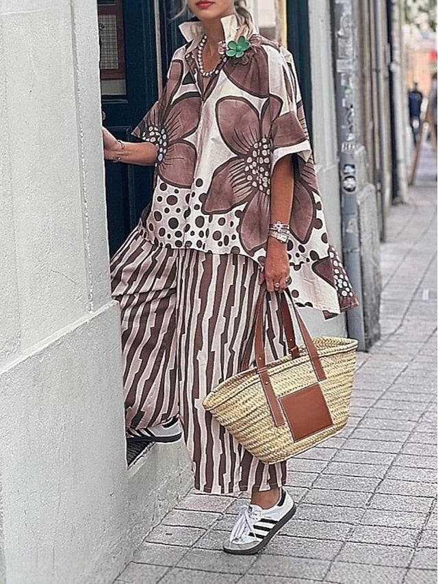 Women's EU / US Size2 Pieces SetsMatching Sets Half Sleeve