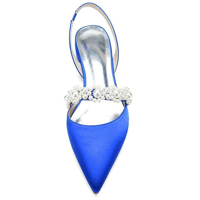 White Pearl Women's Elegant Satin Shoes with