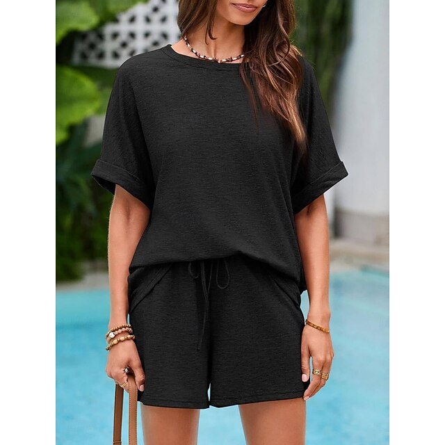 Women's Shorts Sets Bolero Top Short Sleeve Round Neck