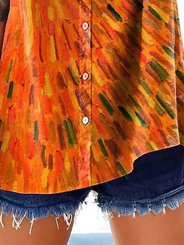 Women's Shirt Buttons Print Graphic Sun Vacation Daily