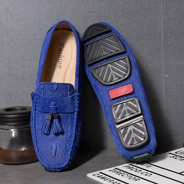 Men's Loafers Tassel with Suede Faux and Detail Brown