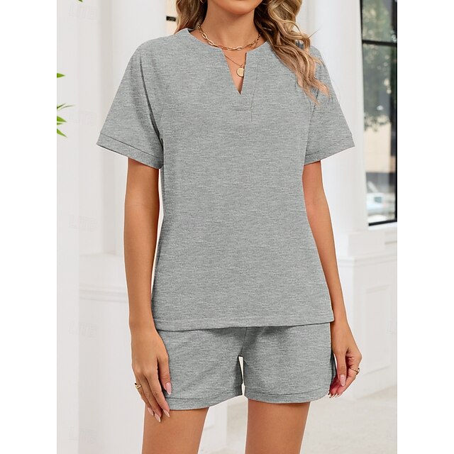 Women's Shorts Sets Bolero Top Short Sleeve V Neck Plain