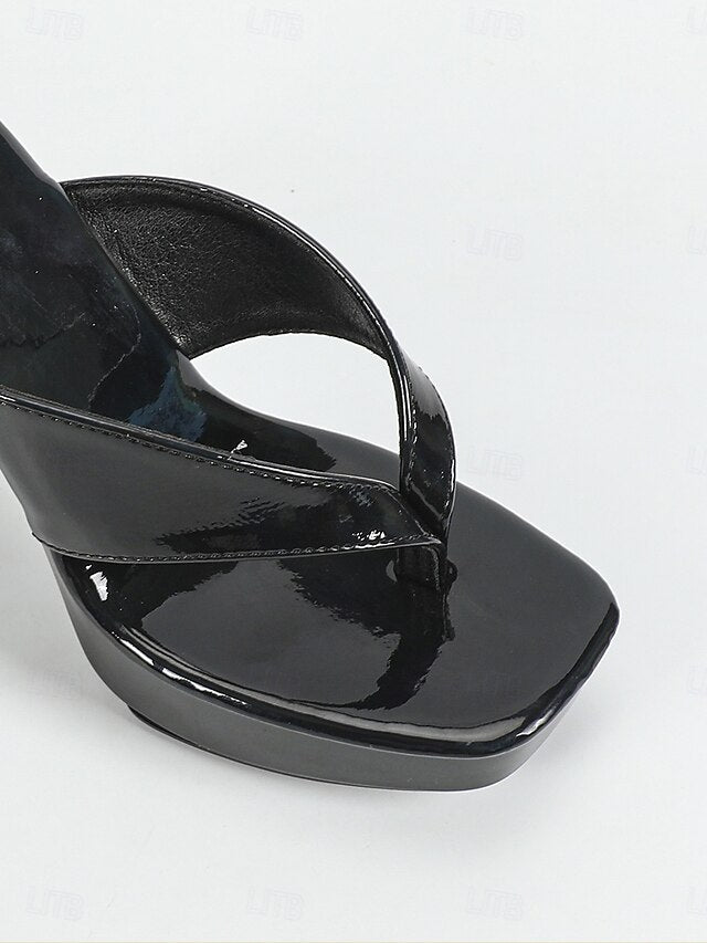 Iridescent Pink with Block Heels Women's Open-Toe Chunky