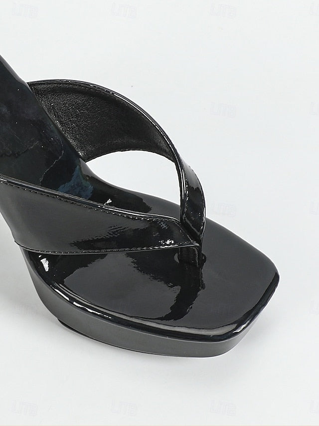 Open-Toe Pink with Chunky Iridescent Block Women's Heels