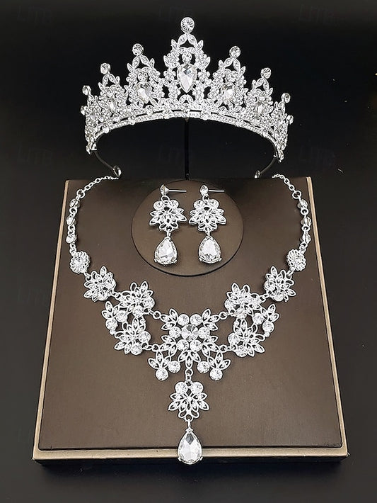 Elegant – Rhinestone and Jewelry Silver Set Women's Tiara