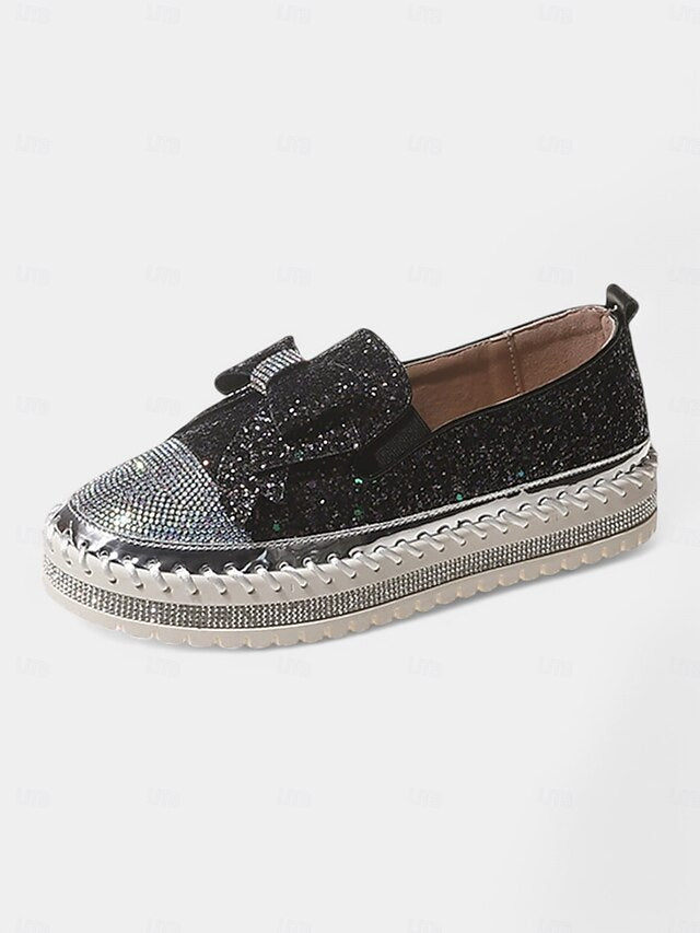 Loafers Rhinestone Slip-On – Sparkling for Glittery Women