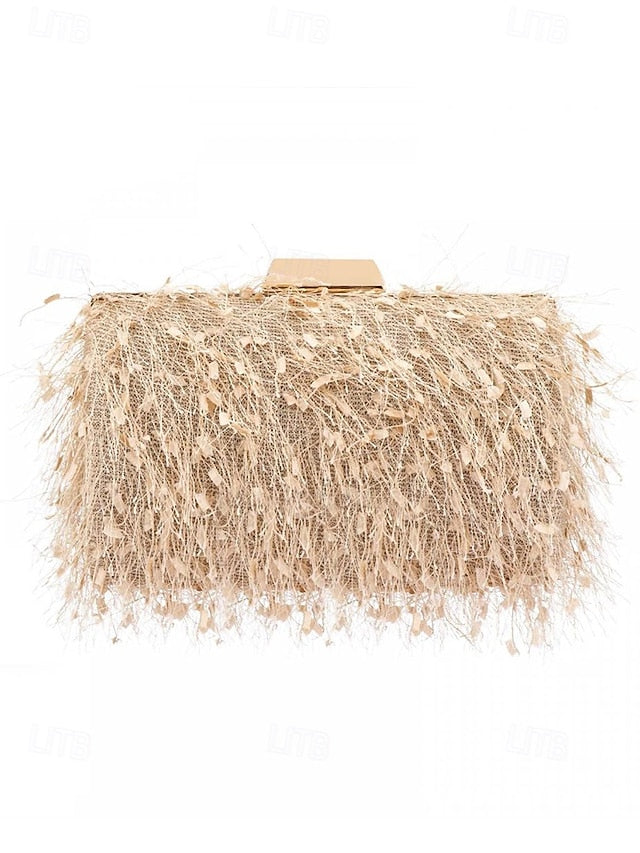 Chain Feathered Clutch Women's Strap with Evening Chic