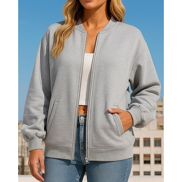 Women's Zip Up Sweatshirt Lounge Top Long Sleeve Top