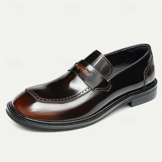 Decorative Men's Premium with Black Cowhide Slip-On Loafers