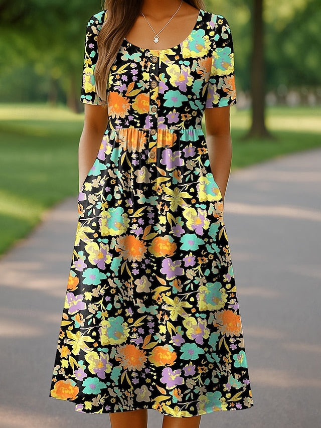 Women's Midi Dress Knit Dress Casual Dress Sundress A Line