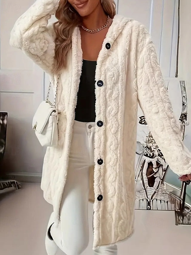 Faux Coat Fur Comfortable Casual Buttons Warm Women's