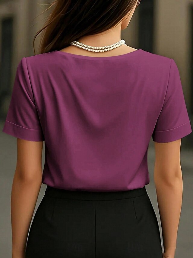 Women's Blouse Solid Color Elegant Stylish Basic Short