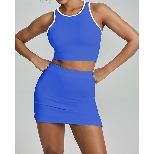 Women's Solid Colored Sports Set Tennis Dress Tennis Shirt