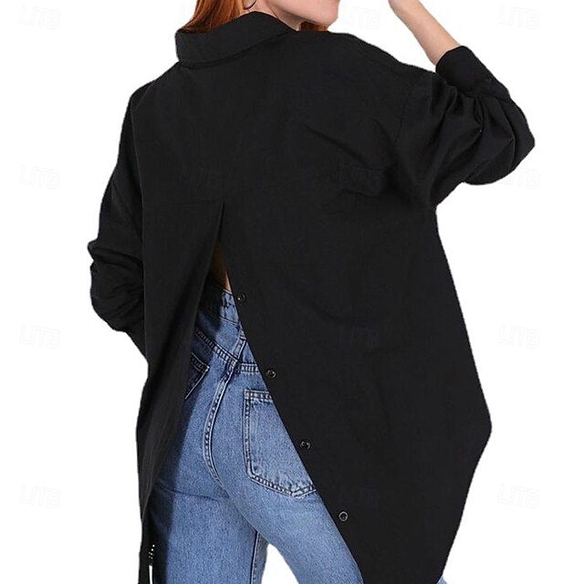 Women's Casual Shirt Button Up Shirt Blouse Patchwork