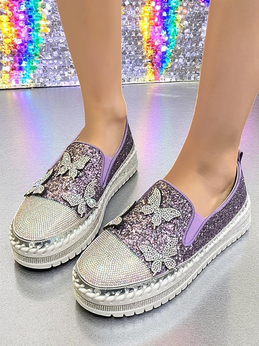 Platform Slip-On Purple Glitter Women's with Sneakers