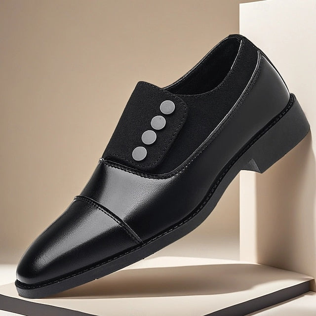 Button Black Decor Shoes Men's Classic Slip-On