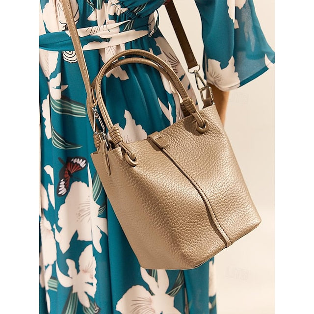 with Pouch Bucket Leather Stylish Bag – Women's Matching