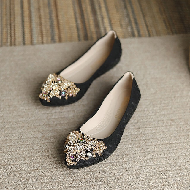 - Crystal Wedding Embellished Women's Foldable Floral Flats