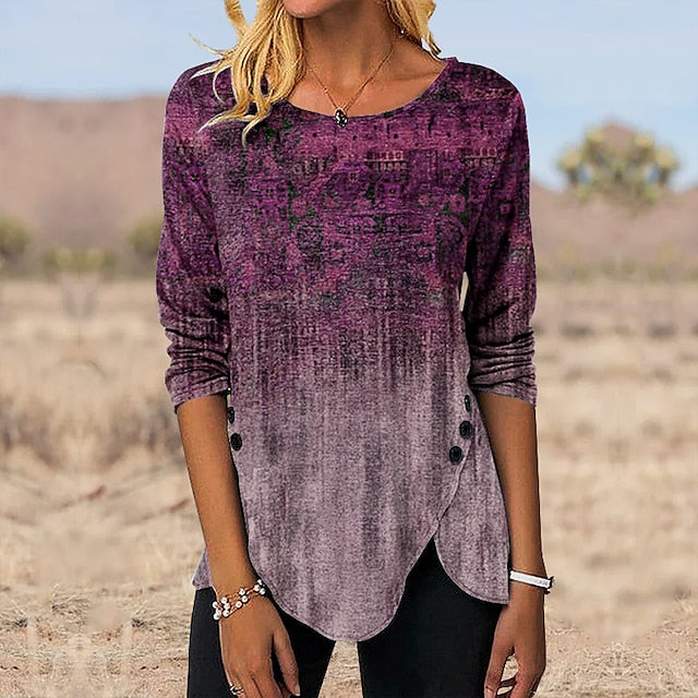 Women's Tunic T Shirt Print Graphic Vintage Tunic Ethnic