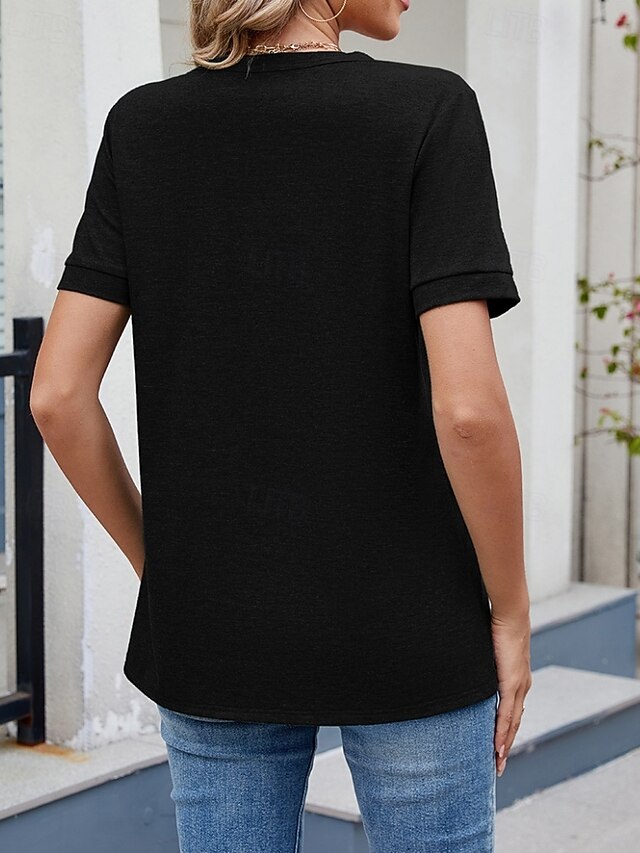 Women's T Shirt Tee Top Solid Color Fashion Classic Casual