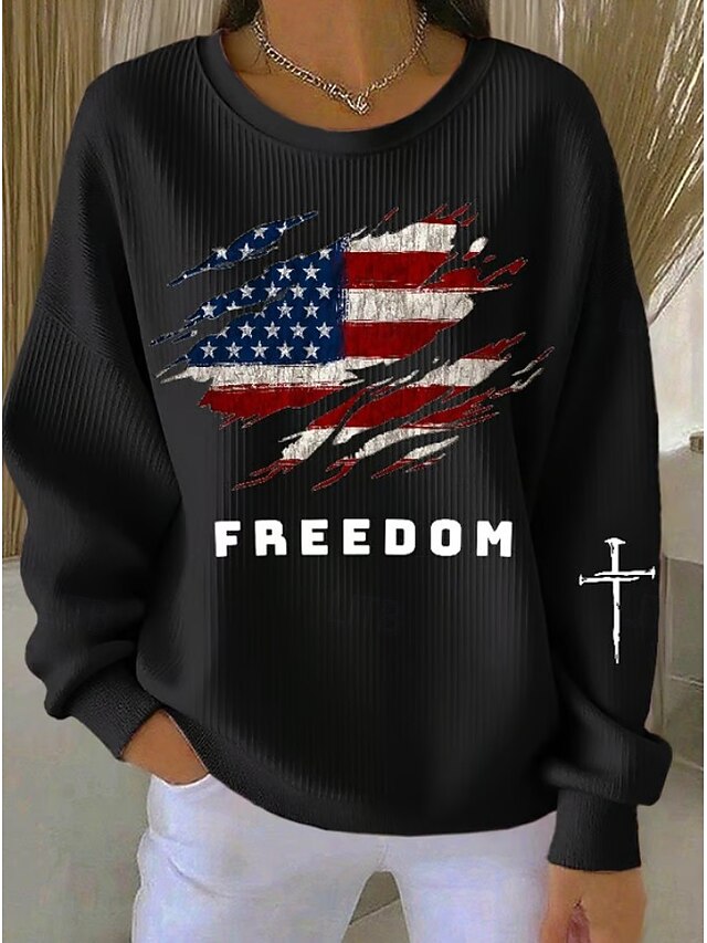 Independence Day Patriotic Shirt Women's Textured Pullover