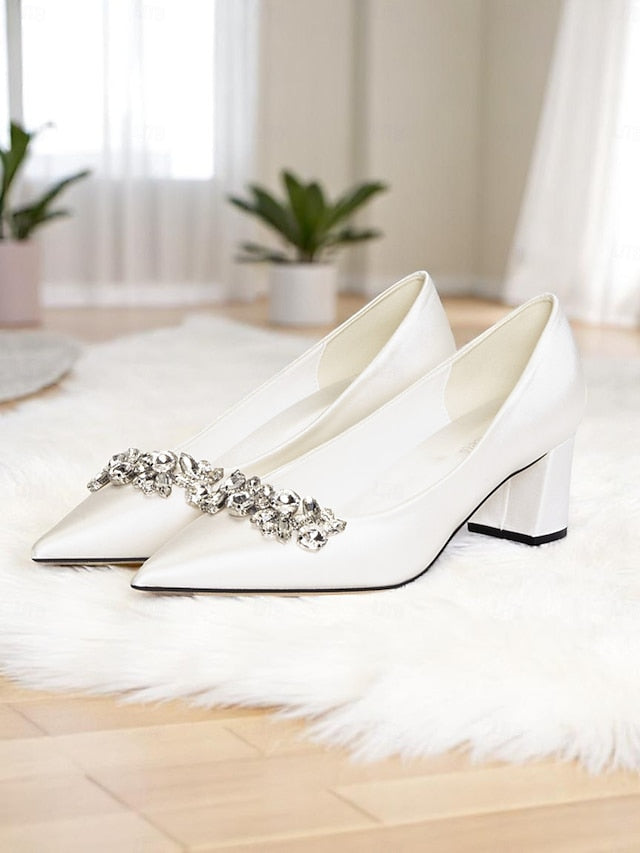 Pointed Women's Toe Wedding with Pumps Satin Champagne