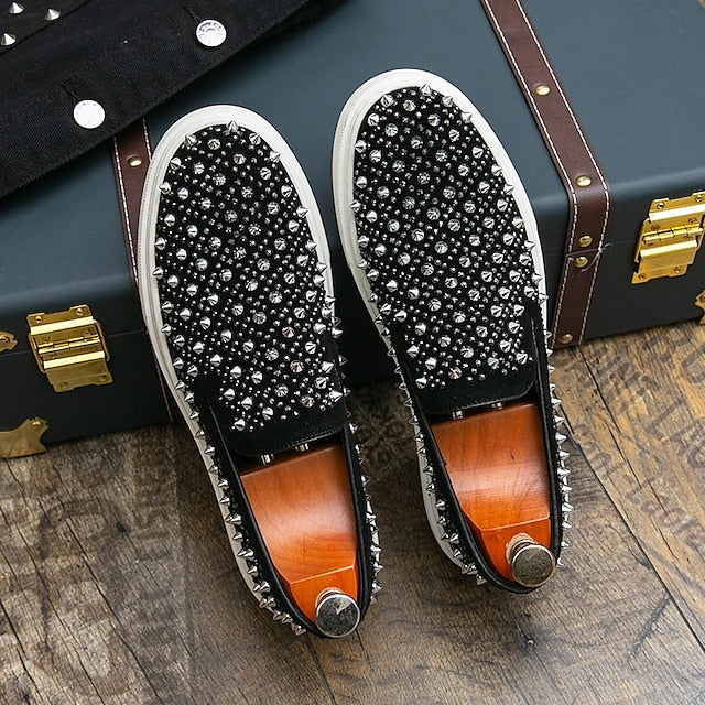with Men's Elegant Black Pearl - Detailing Shoes Slip-On