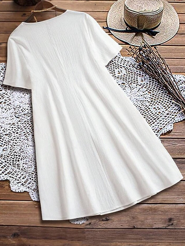 Women's Mini Dress Casual Dress Cotton Linen Dress Elegant