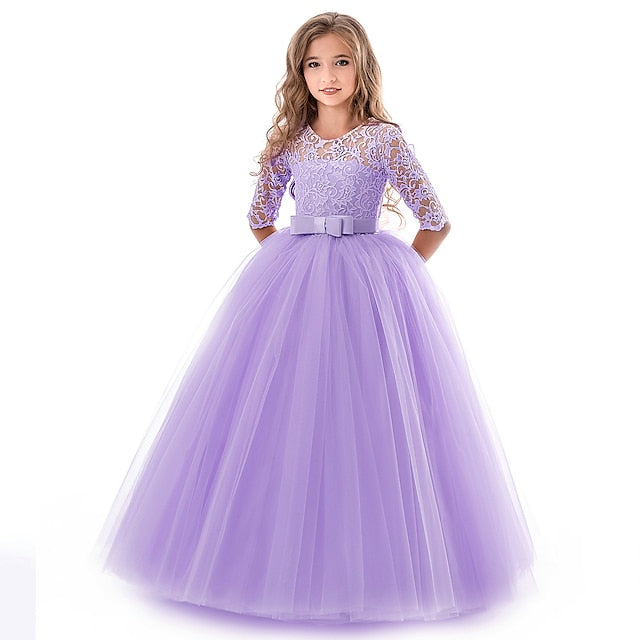 Flower Wedding Dress Girls' Half Sleeve Kids Girl