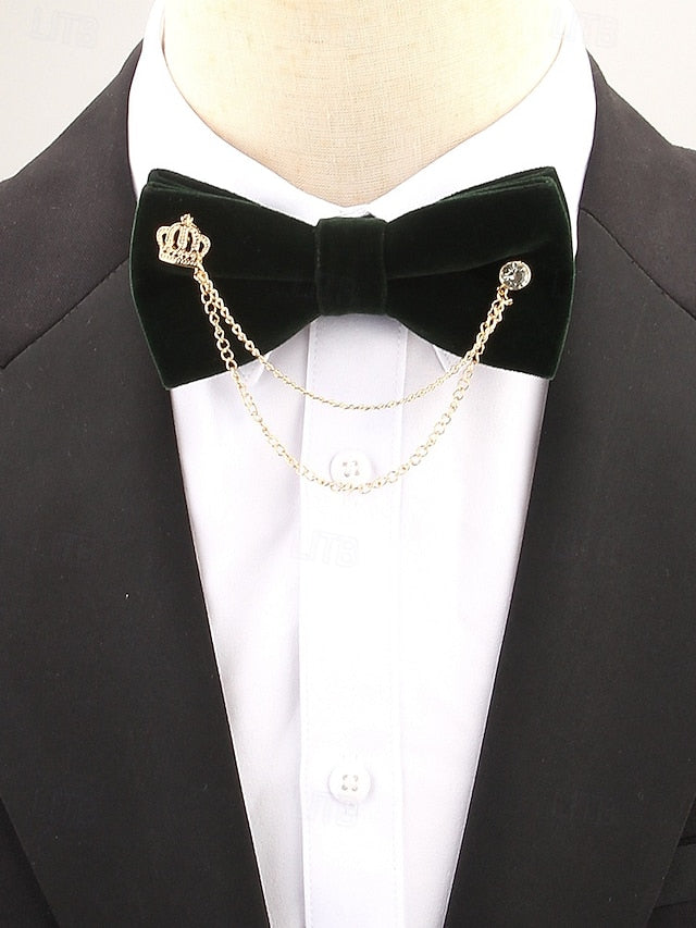 Tie Men's Chain Bow – and Velvet with Detail Crown