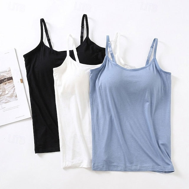 Multi Packs 3pcs Women's U Neck Sleeveless White+Black+Blue