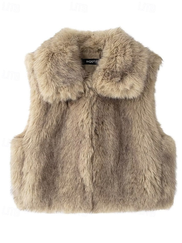 Coat Faux Leathers Fur Vest Furs Women's Comfortable