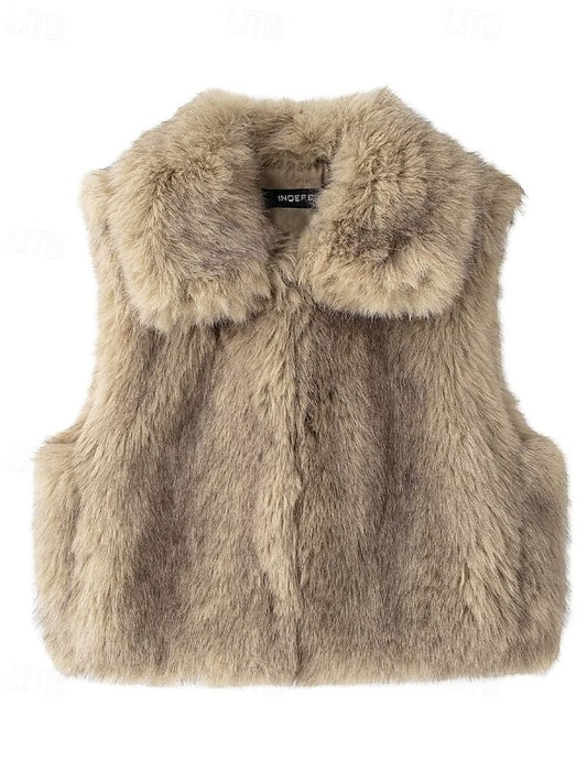 Coat Faux Leathers Fur Vest Furs Women's Comfortable
