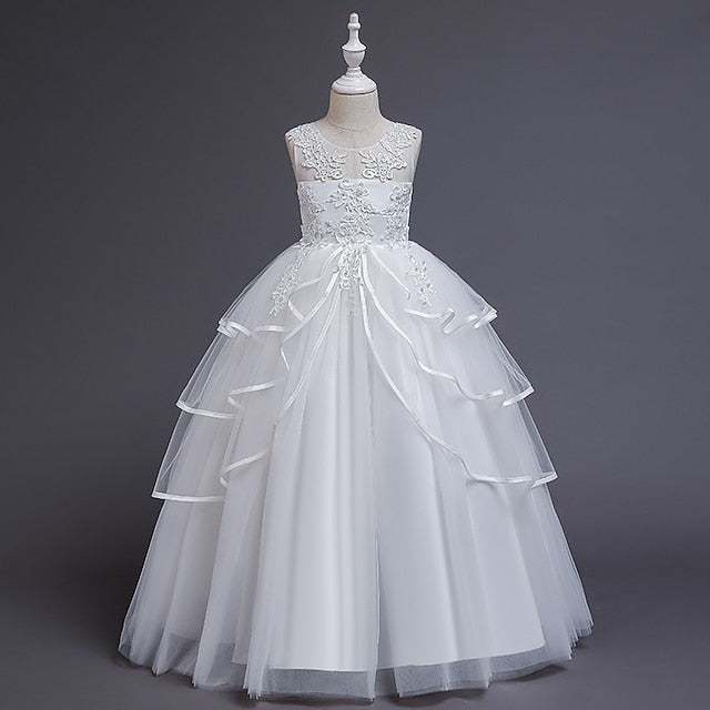 Sleeveless Solid Girls' Color Kids Dress Party