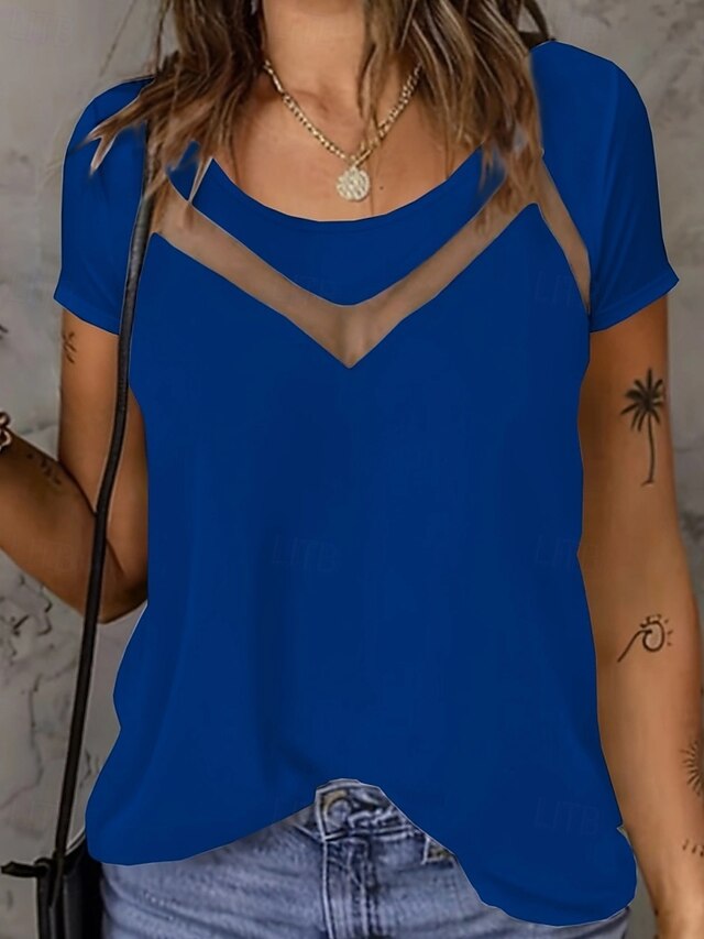 Women's T Shirt Tee Top Lace Plain Fashion Stylish Classic