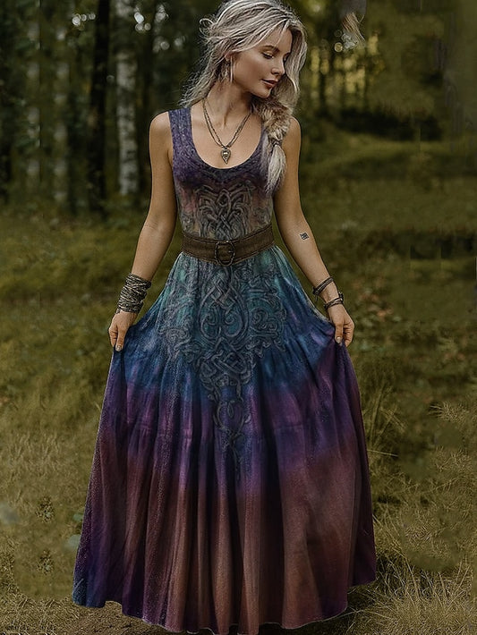 Women's Vintage Viking Celtic Knot Gradient Art Dress