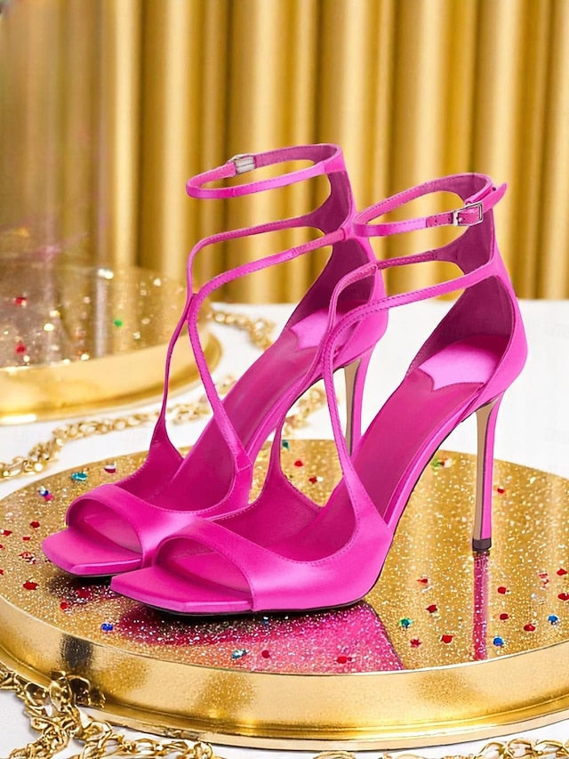Heels Lavender Satin Crisscross Elegant - Stiletto Women's