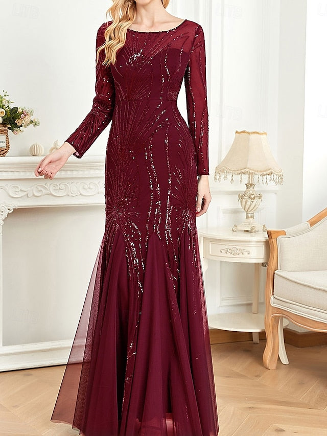 Mother Bride Neck Elegant the Crew of Party Floor Dress