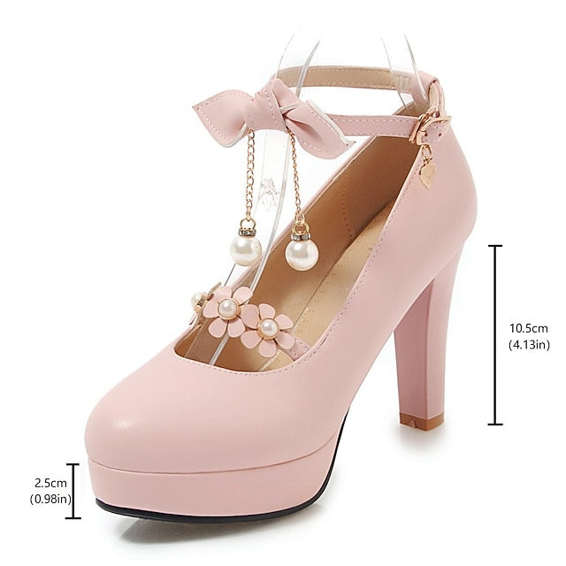 White Wedding Heels Elegant â€?Platform Jane Mary Girls'