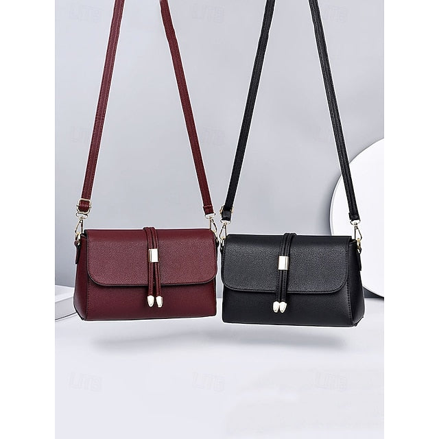 Bags in Leather Crossbody Burgundy Black and Faux Women's