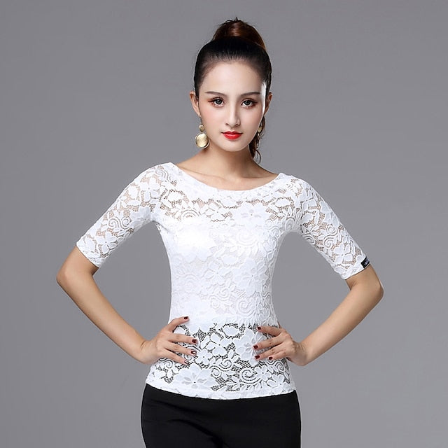 Latin Dance Top Lace Split Joint Women's Training